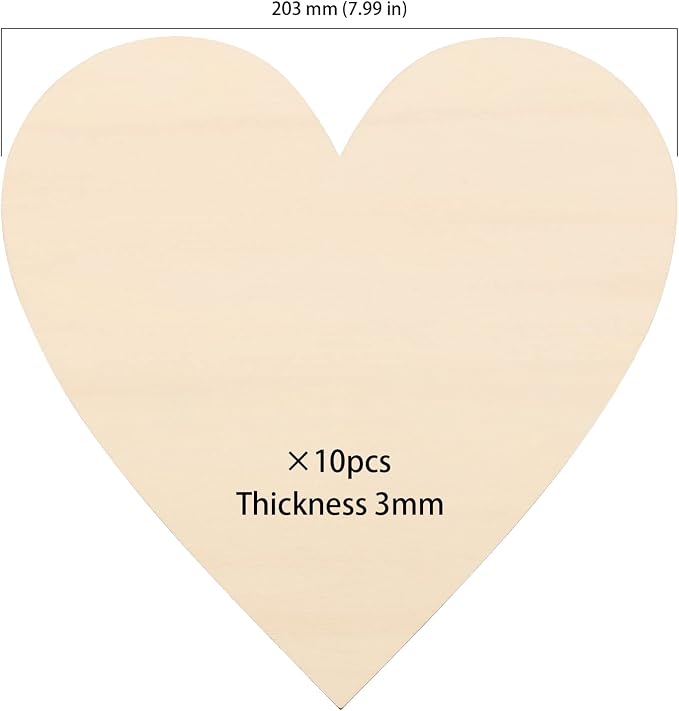 HOIGON 30 PCS 8 Inch Large Wooden Hearts, 1/8 Inch Thick Unfinished Wood Heart - Image 2