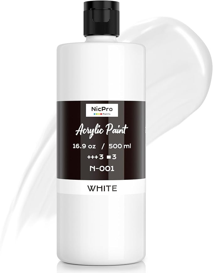 Nicpro White Large Acrylic Paint, Rich Pigments, Non Toxic Craft Paint by Nicpro