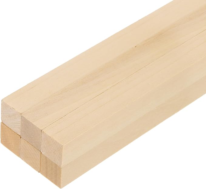 MECCANIXITY 6Pcs Basswood Sticks, 3/16" x 3/16" x 4" Square Wooden Dowel Rods by MECCANIXITY