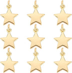 Beebeecraft 20Pcs Flat Star Charms 18K Gold Plated Brass Five-Pointed Star by Beebeecraft