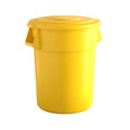 55 Gallon Yellow Round Commercial Trash Can with Lid