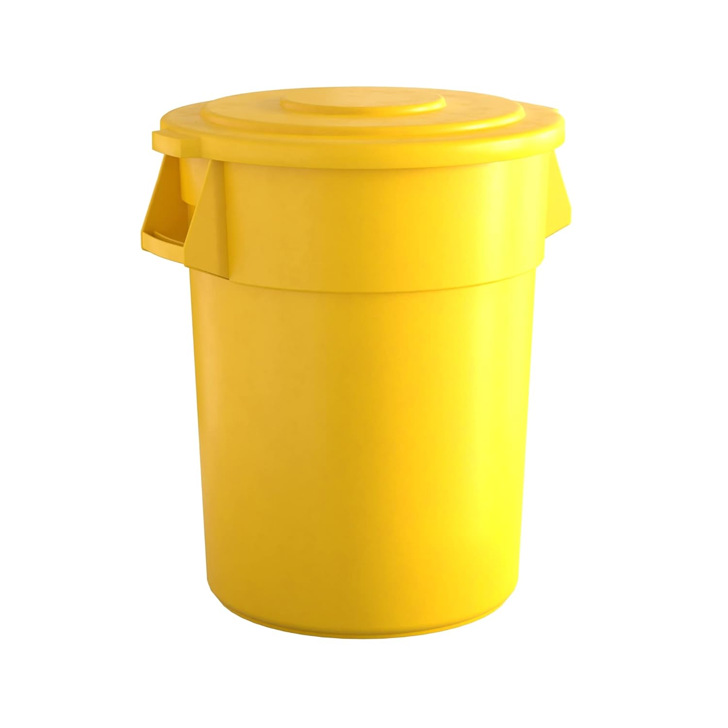 55 Gallon Yellow Round Commercial Trash Can with Lid