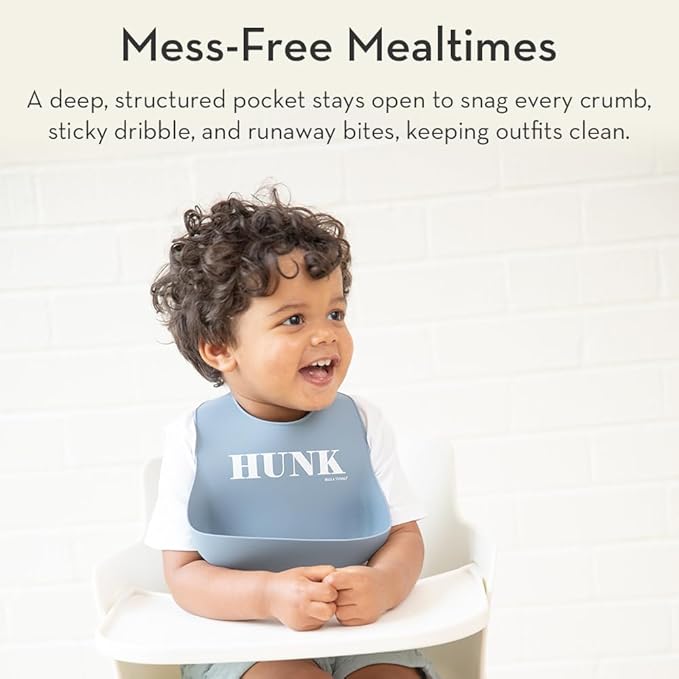Bella Tunno Baby Bib for Eating, Waterproof Silicone Bib with Large Food Catcher, Adjustable Fit for Babies 4-12 months & Toddlers 1-3 Years, Boys & Girls, F Is For Foodie