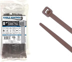 Kable Kontrol Brown Zip Ties 8 Inch 100 Pcs, 50 Lbs Tensile Strength, by KABLEKONTROL%C2%AE