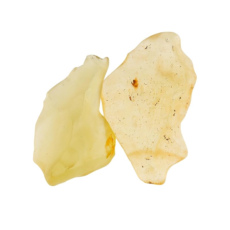 ColouredRocks 2pcs Libyan Desert Glass, Raw Golden Tektite Crystals, Loose by ColouredRocks