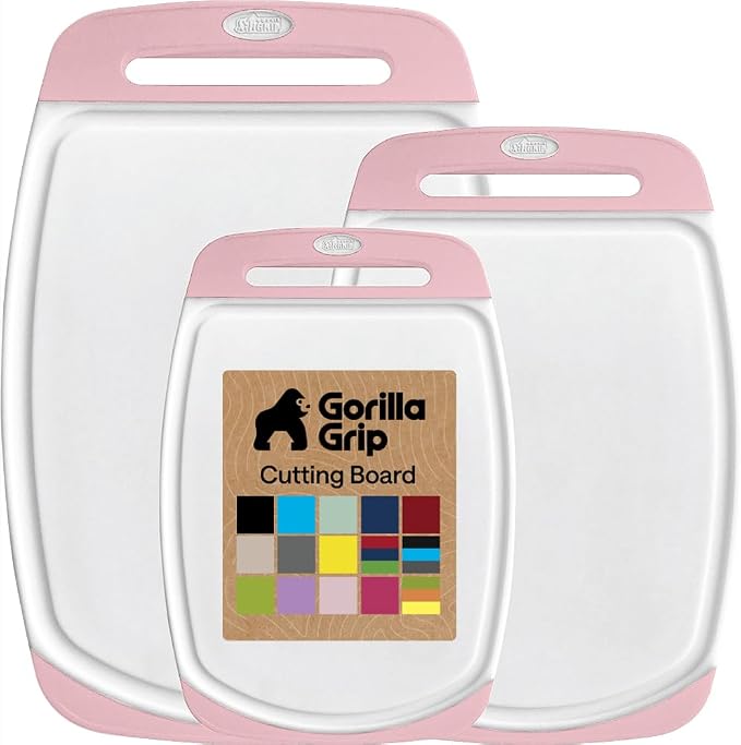 GORILLA GRIP BPA-Free Reversible Kitchen Cutting Board Set of 3, US Designed by Unknown