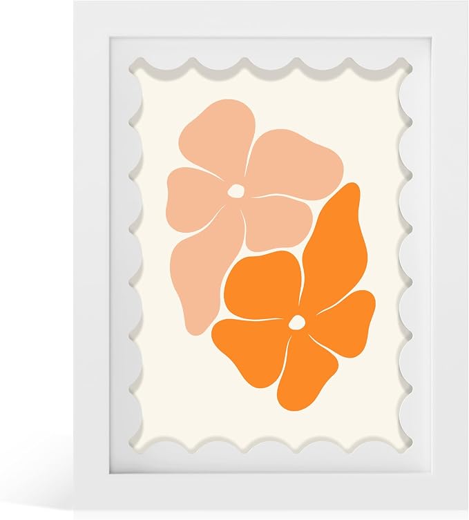 6x8 Picture Frame with Wavy Mat, Wooden Real Glass 6 x 8 Photo Frame by THKRLOF