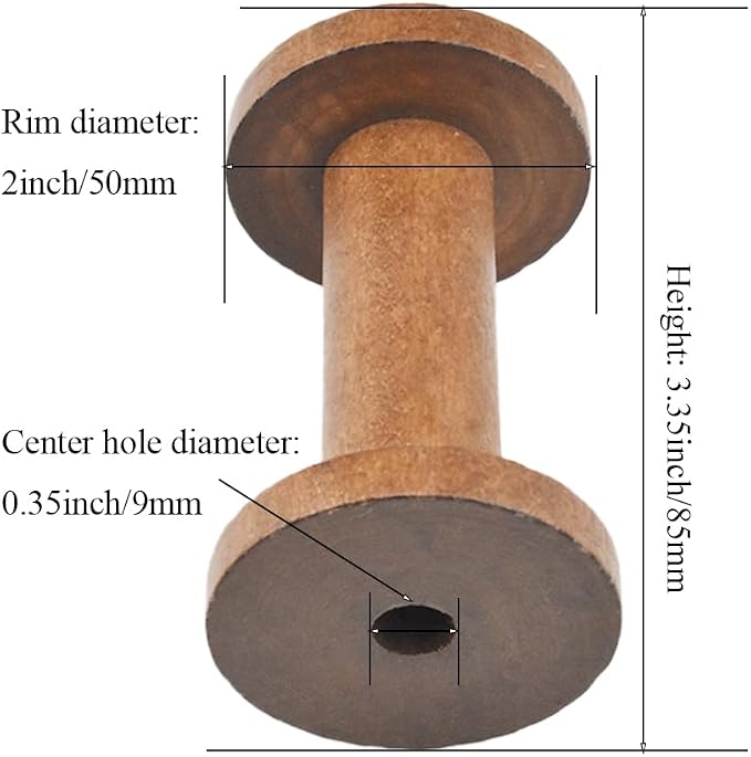 HAHIYO 3.35Inch/8.5cm 3PCs Light Brown Color Wood Spool - Image 2
