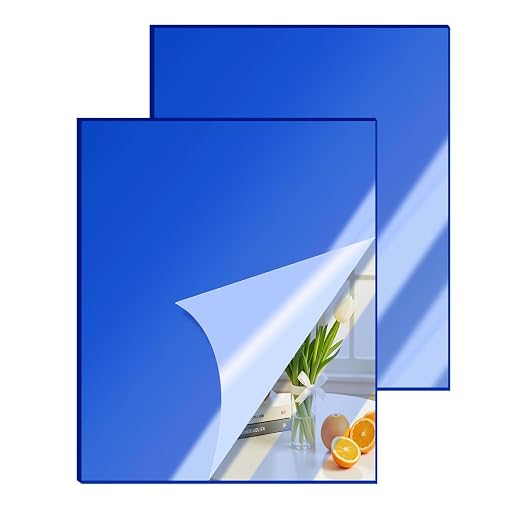 2 Pcs 12 x16 Inch Blue Acrylic Mirror Sheet, 1/8 Inch Thick Opaque Glossy Mirror by CEUQIESO