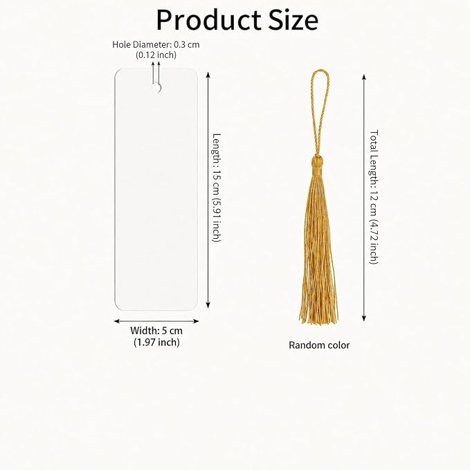 100Pcs Blank Bookmarks with Tassels, 400gsm Cardstock 5x15cm White Blank Paper - Image 2