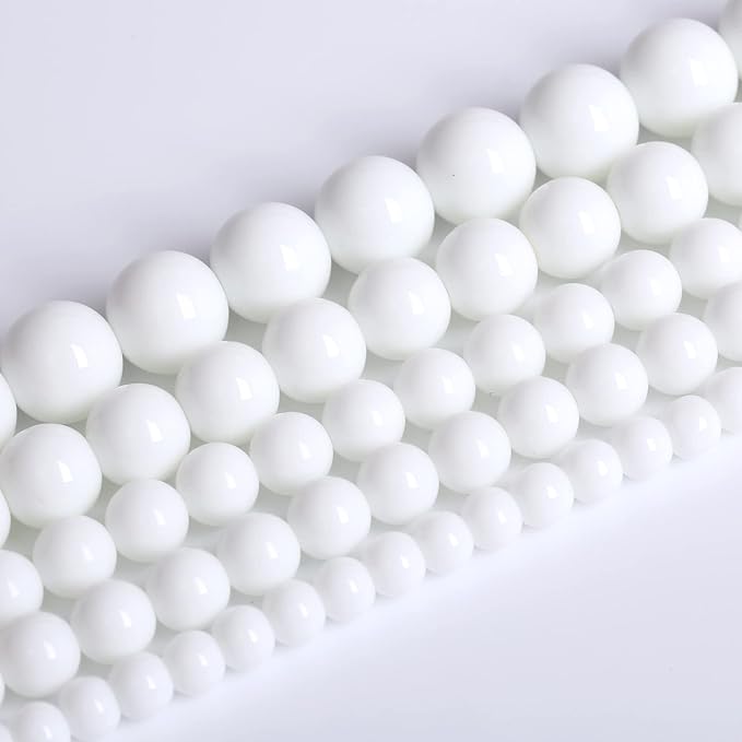 180PCS 4mm Natural White Porcelain Agates Stone Round Beads by NaturalStoneBeads