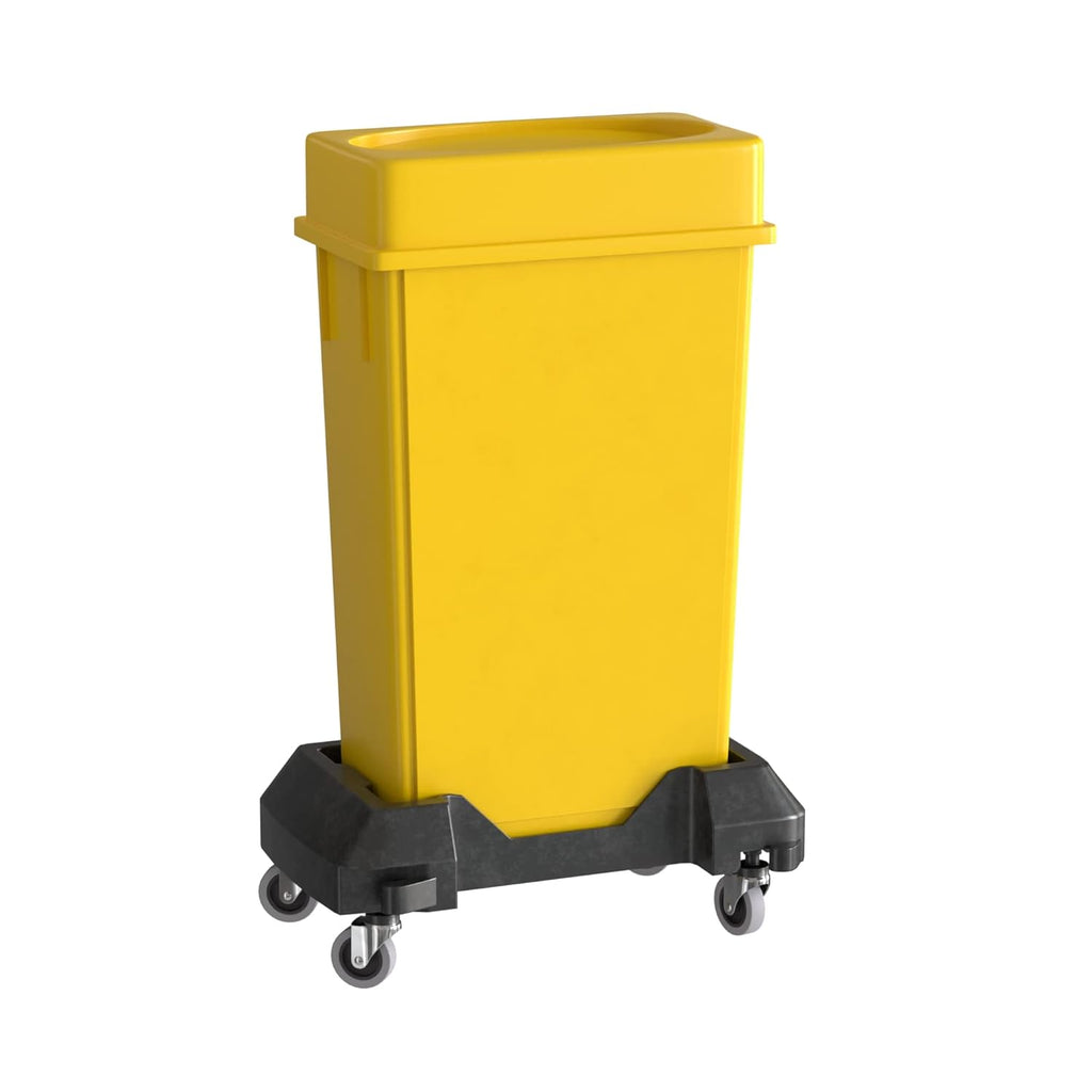 23 Gallon Yellow Slim Jim Trash Can with Drop Shot Lid and Dolly