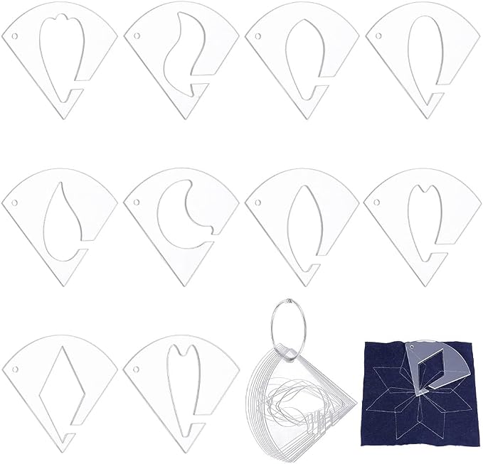 NBEADS 10 Pcs 10 Styles Flower Acrylic Sewing Template by NBEADS
