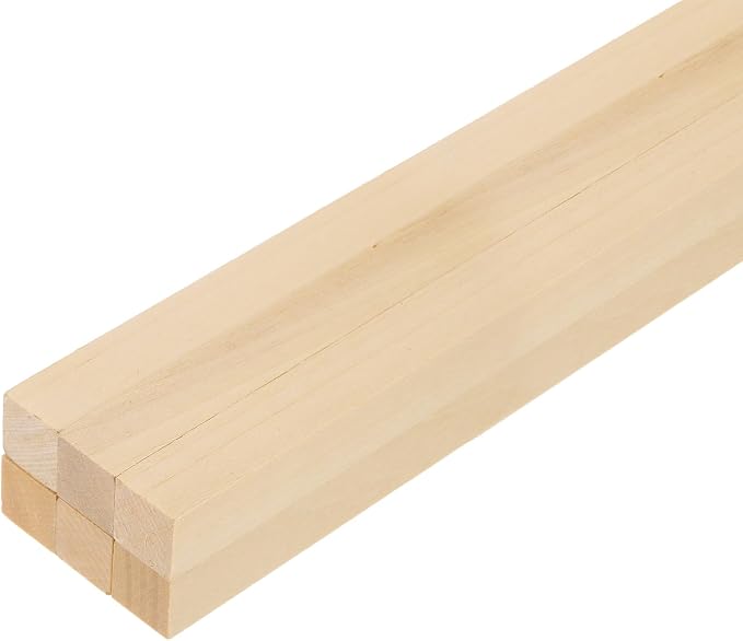 MECCANIXITY 6Pcs Basswood Sticks, 1/8" x 1/8" x 8" Square Wooden Dowel Rods by MECCANIXITY