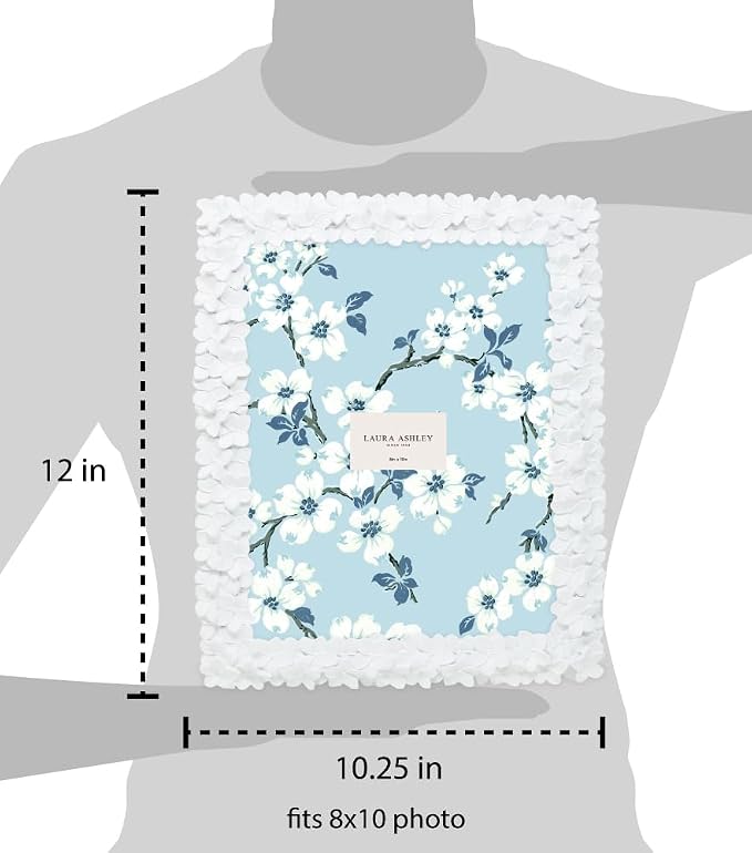 Laura Ashley 8x10 White Flower Textured Hand-Crafted Resin Picture Frame - Image 3