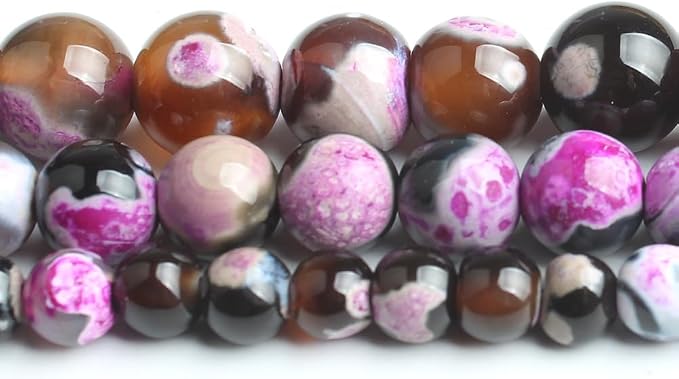 45pcs Round Loose Red&Coffee Fire Agate Beads - Image 7