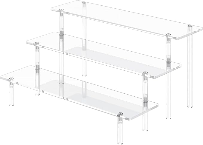 3 Tier Acrylic Display Risers, Large Perfume Organizer Stand | Clear Cupcake by Dooiclear