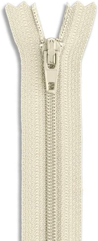 16 Inch Nylon Coil Zipper Natural Color, Non Separating Closed-End Sewing Zipper by Metalandbrassco