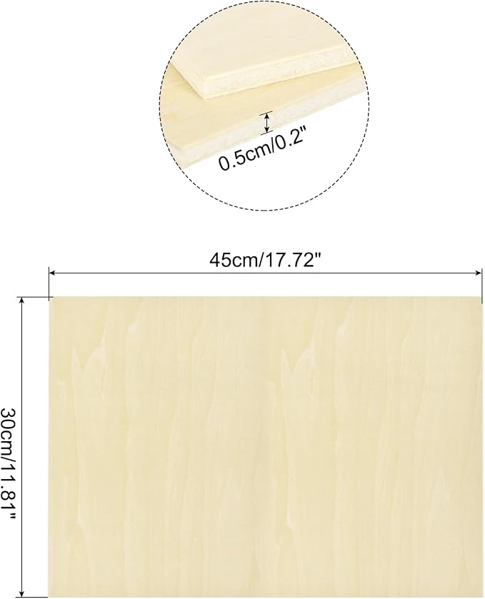 MECCANIXITY Basswood Sheet 18 x 12 x 3/16 Inch Unfinished Wood Boards Plywood - Image 2
