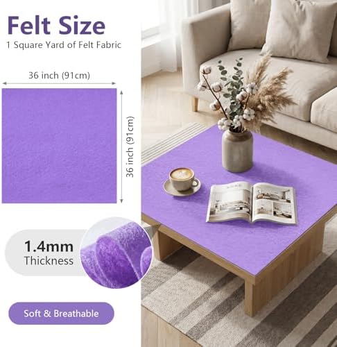 Lavender Felt Fabric 36'' X 36'', 1.4mm Large Felt Sheets Soft Durable Crafts - Image 2