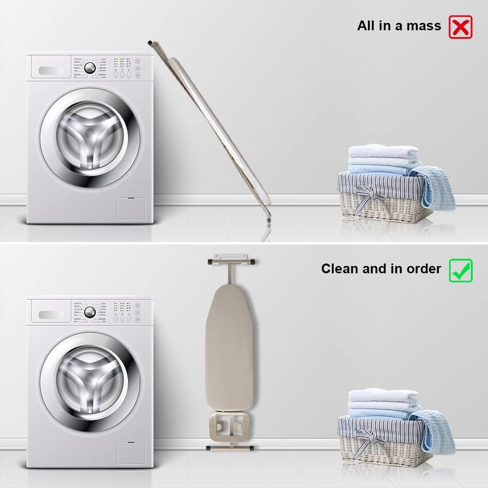 Ironing Board Hanger Wall Mount Ironing Board Holder Organizer Wall Rack for Laundry Rooms Storage Rack Hanging Shelf Hanger (White with EVA pad)