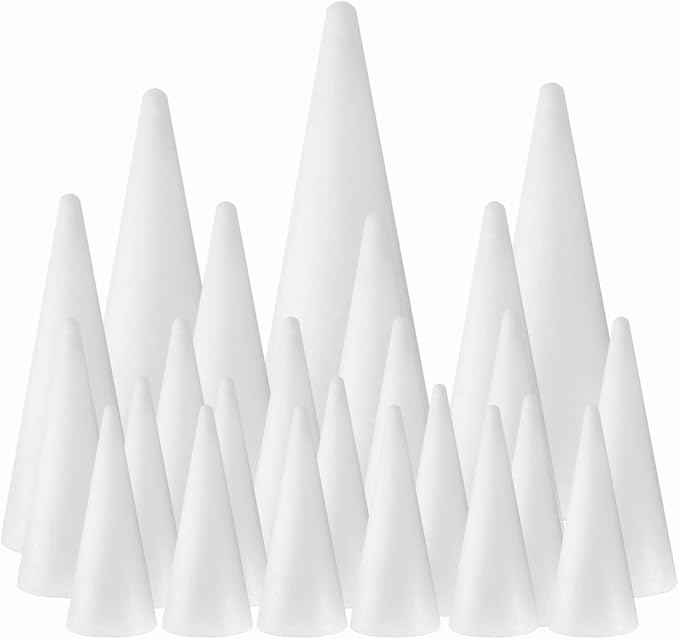 FFchuanhe 24-Pack Craft Foam Cones, Foam Tree Cones, by FFchuanhe