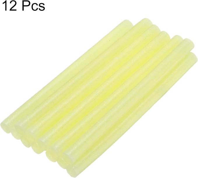 uxcell Mini Hot Glue Sticks for Glue Gun 7mm x 100mm Glitter Yellow 12pcs - Image 3
