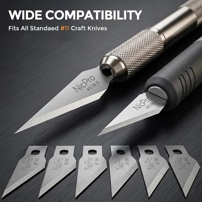 Nicpro 120 PCS #11 Hobby Blades Refill Set, SK-5 High Carbon Steel Utility Art - Image 2
