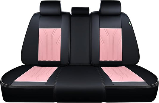 FLORICH Rear Seat Covers Leather Car Seat Covers Waterproof Back Seat Cover Automotive Seat Covers Universal Seat Cushion Protector for Most Cars Trucks SUV-Black&Pink