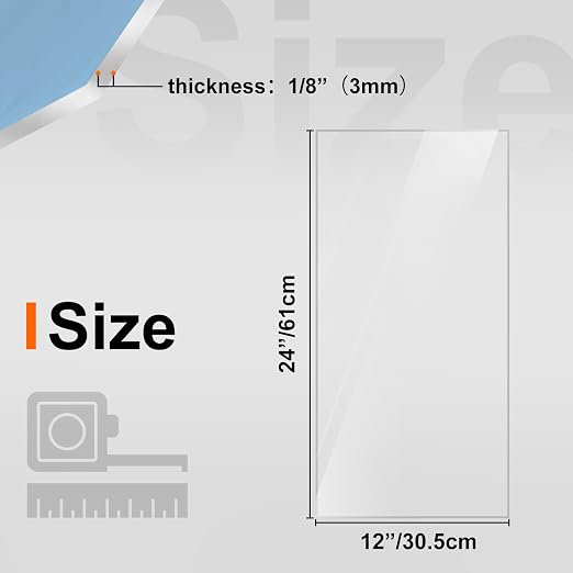 KINLINK 12x24 Plexiglass Sheets 1/8 inch Thick, 3mm Clear PET Plastic Sheet - Image 2