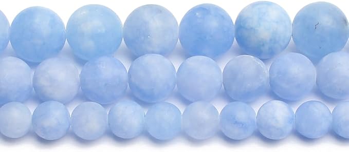 60pcs Natural Matte Light Blue Gemstone Beads，6mm Frosted Round Loose Stone - Image 7