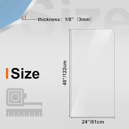 KINLINK 24x48 Plexiglass Sheets 1/8 inch Thick, 3mm Clear PET Plastic Sheet - Image 2