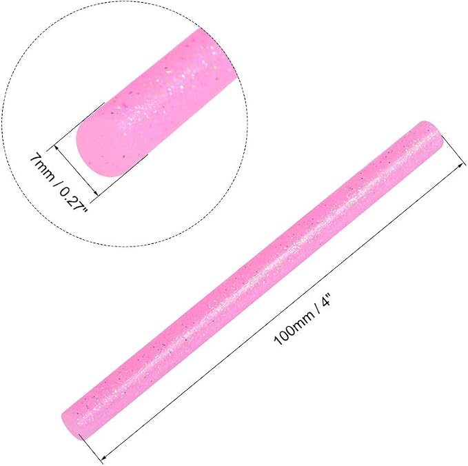 uxcell Mini Hot Glue Sticks for Glue Gun 0.27-inch x 4-inch Dark Pink Glitter - Image 2
