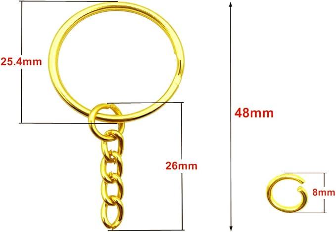 50Sets 1 inch Keychain Rings Golden Split Round Key Ring - Image 2
