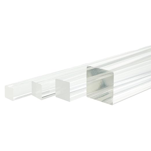 2Pcs Heavy-Duty Clear Acrylic Square Rods, 20mm x 300mm Thick Transparent - Image 9