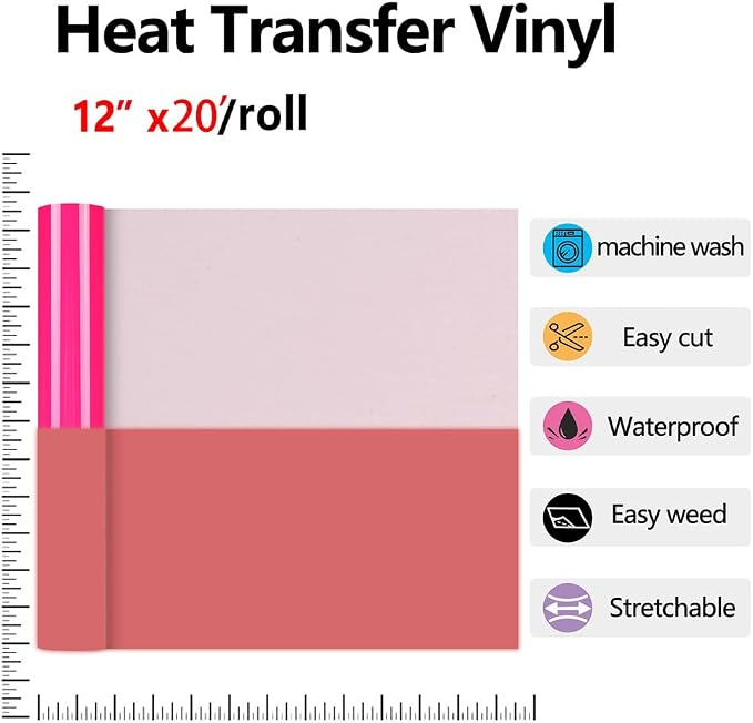 HTVVETUR Glow in The Dark HTV Heat Transfer Vinyl Roll 12 Inch by 20 Feet Iron - Image 2