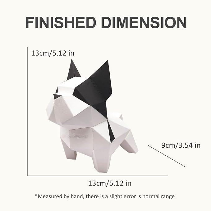Bulldog 3D Origami Paper Craft Kit, Easy DIY Pre-Cut Puppies Paper Sculpture - Image 9