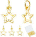 Beebeecraft 1 Box 40Pcs Golden Star Charms Bulk Real 18K Gold Plated Brass by Beebeecraft
