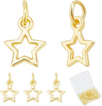 Beebeecraft 1 Box 40Pcs Golden Star Charms Bulk Real 18K Gold Plated Brass by Beebeecraft