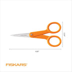 Fiskars Premier No. 5 Micro-Tip Orange-Handled Fabric Scissors, Double Loop - Image 6