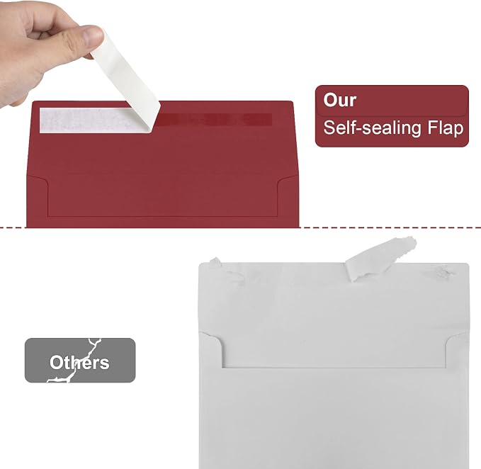 50 Packs Wine Red 5x7 Envelopes 5x7, Deep Red Color A7 Envelopes, Burgundy - Image 3