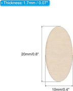 PATIKIL 20x10x1.7mm Wood Pieces, 60 Pack Unfinished Oval Wood Shapes Blank - Image 2