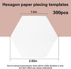 300 Count Paper Piecing Shapes Hexagon Paper Piecing Templates Quilting - Image 2