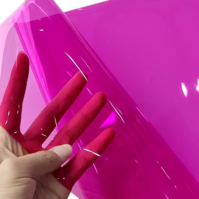 HYANG Dark Pink Transparent PVC Super Clear Holographic Vinyl Faux Leather - Image 2