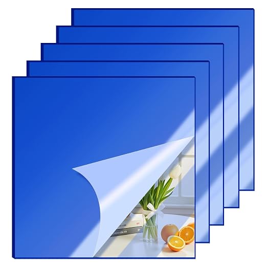 5 Pcs 12 x12 Inch Blue Acrylic Mirror Sheet, 1/8 Inch Thick Opaque Glossy Mirror by CEUQIESO