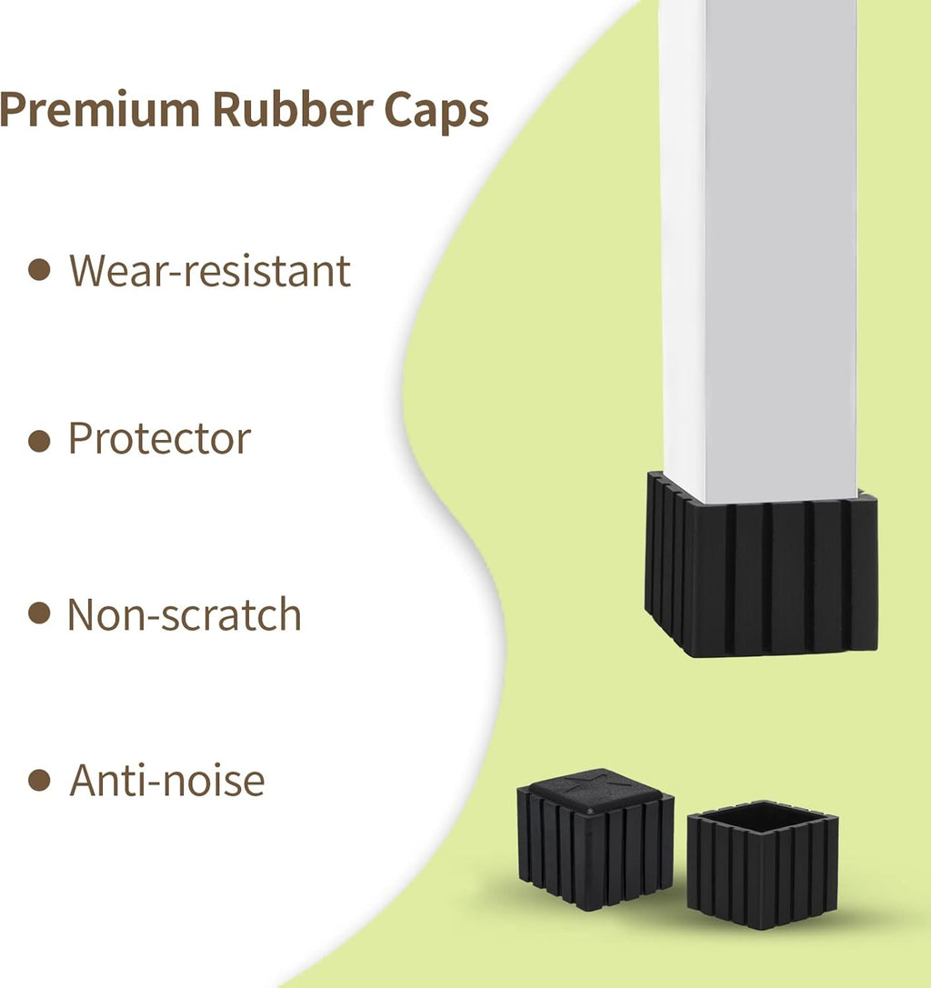 Flyshop Anti-Skid Non-Marking Synthetic Rubber Patio Chair Table Leg Caps Square Furniture Covers 20pcs, Black, 22 mm x 22 mm, 7/8" x 7/8"