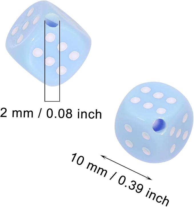 Tupalizy 10mm Acrylic Dice Beads Small 6 Sided Dice Charms - Image 2