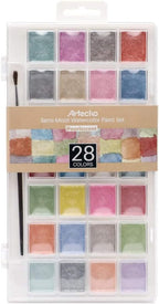 Artecho 28 Metallic Watercolor Paint Set, Glitter Colors, Semi-Moist - Image 6
