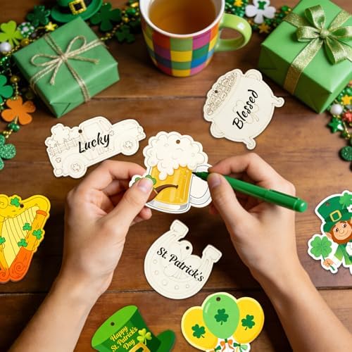 36PCS Wooden St. Patrick's Day Ornaments to Paint Shamrock Cutout Decorations - Image 5