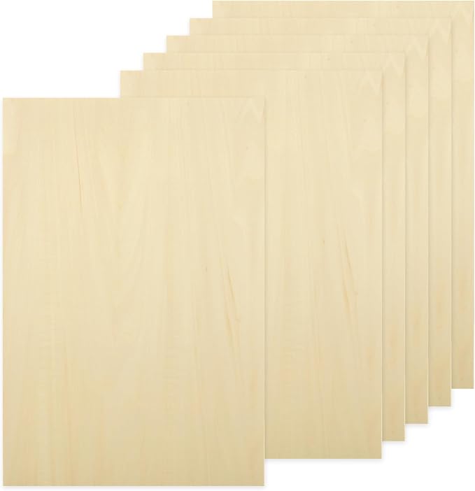 6 Pack 18 x 12 x 1/4 Inch Basswood Sheets Plywood Board, 6mm Unfinished Basswood by HOME